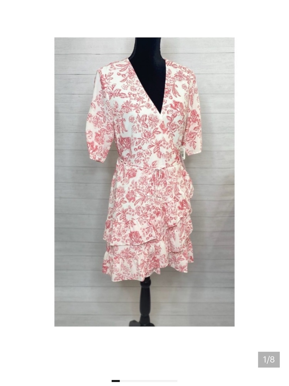 1State Wrap Dress Red White Floral